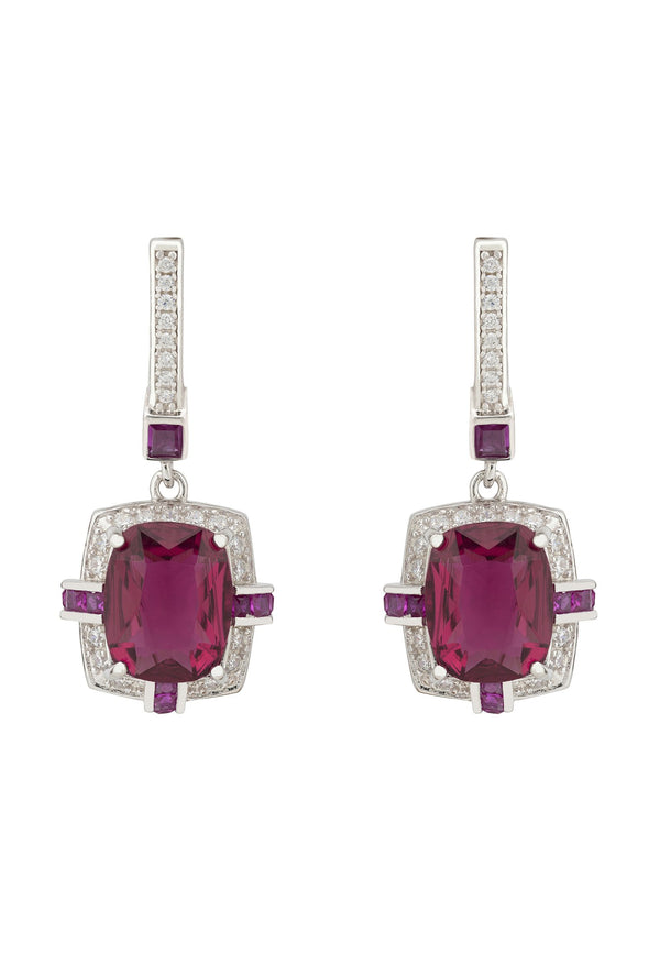 Clarence Silver Earring Ruby