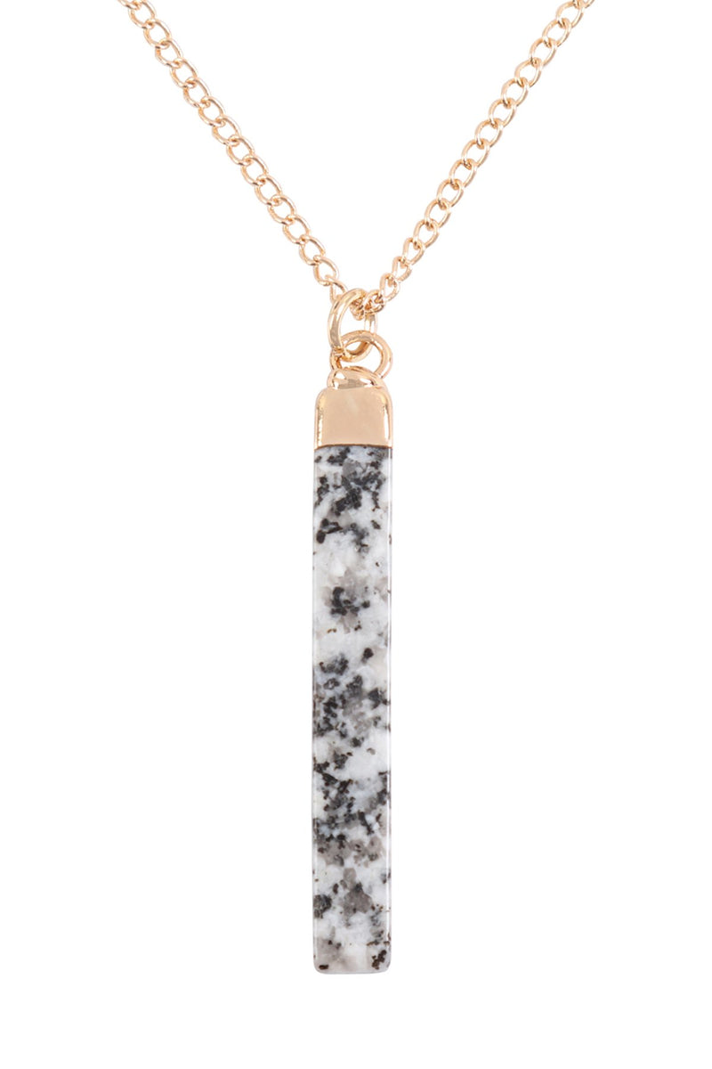 Hdn3120 - Bar Stone Pendant Necklace