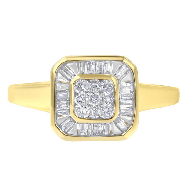 10K Yellow Gold Diamond Cocktail Ring (1/2 Cttw, I-J Color, SI2-I1 Clarity) - Size 8