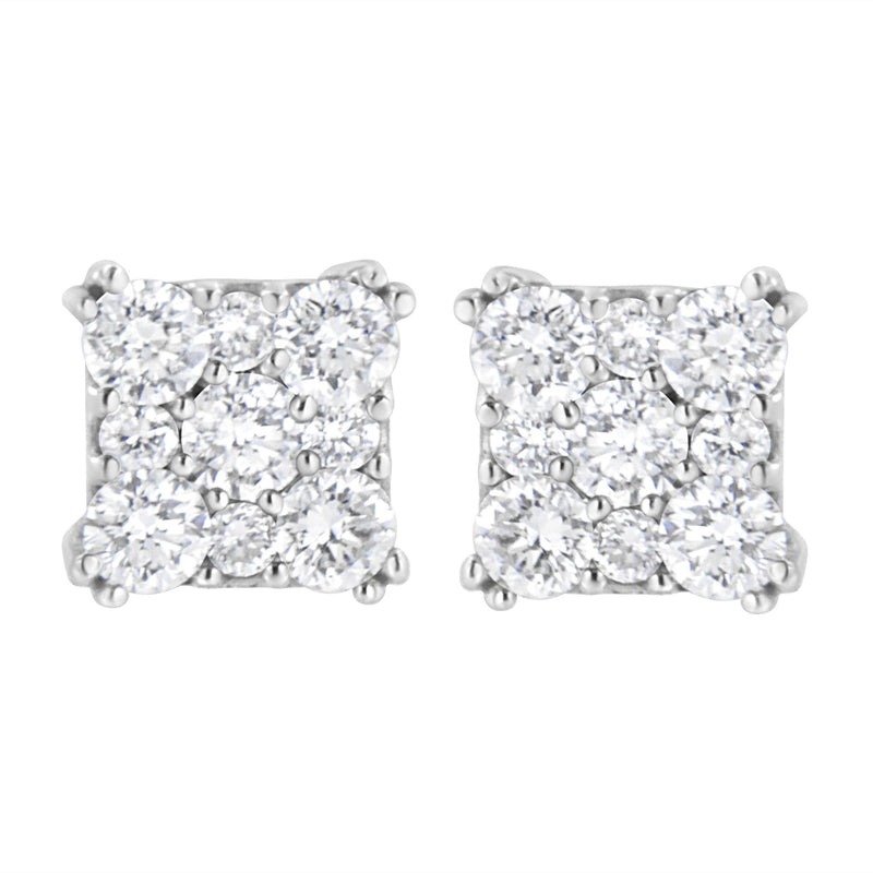 .925 Sterling Silver 1 1/10 Cttw Lab-Grown Diamond Composite Cluster Earring (F-G Color, VS2-SI1 Clarity)