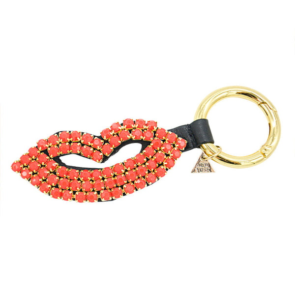 Lips- Key Ring -Red Crystal Embroidery Motifs