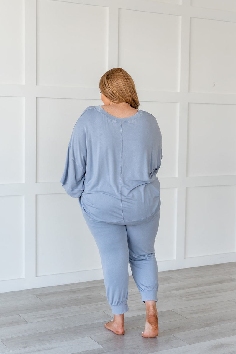 Lazy Weekend French Terry Top- Blue