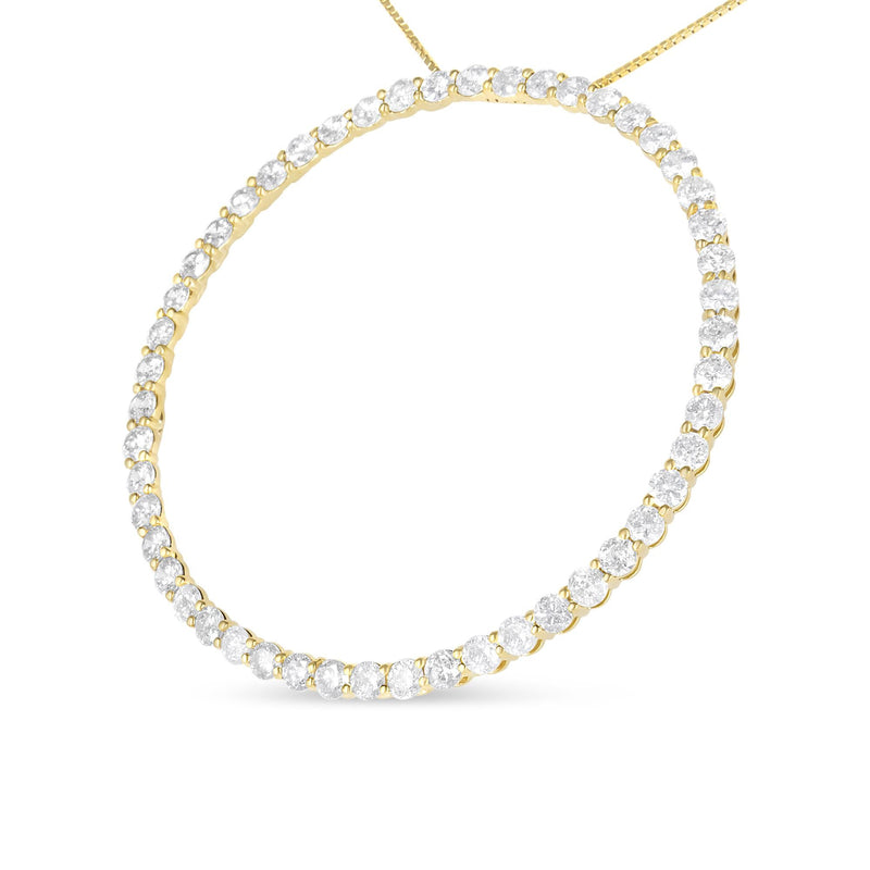 10K Yellow Gold Plated .925 Sterling Silver 4 Cttw Diamond Circle Hoop 18" Pendant Necklace (J-K Color, I1-I2 Clarity)