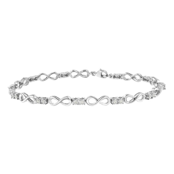 .925 Sterling Silver 1/4 Cttw Miracle Set Diamond Infinity Link Bracelet (I-J Color, I3-Promo Clarity) - 7.25"