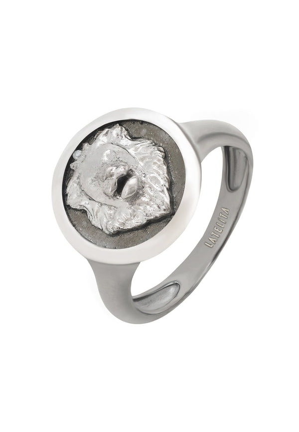 Aslan Lion Oxidised Ring Silver