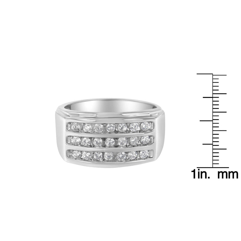 14K White Gold Men's Diamond Channel Set Band Ring (1 Cttw, H-I Color, SI2-I1 Clarity)