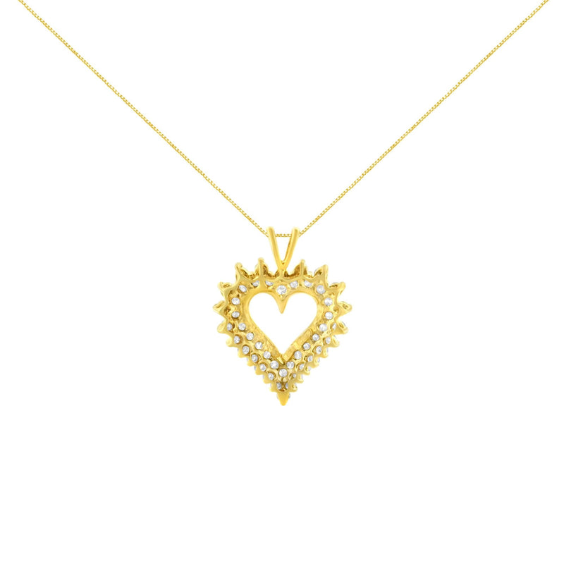 10K Yellow Gold 3.0 Cttw Brilliant-Cut Diamond Open Heart 18" Pendant Necklace (J-K Color, I1-I2 Clarity)