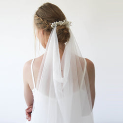Pearl Tulle Wedding Draped Veil  #4033