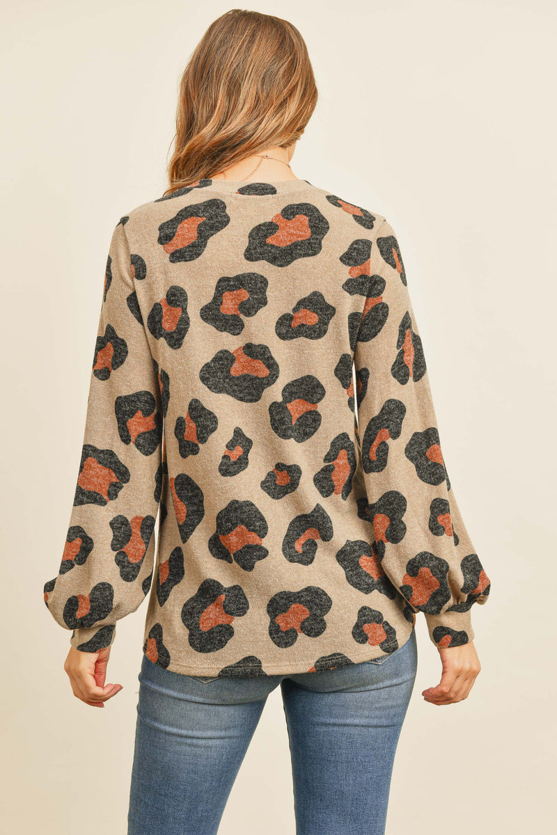 Puff Sleeved Leopard Print Top