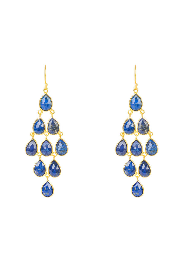 Erviola Gemstone Cascade Earrings Gold Lapis Lazuli