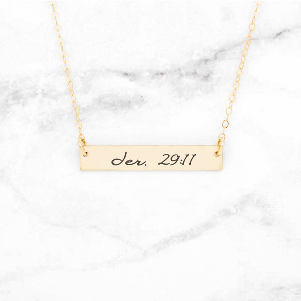 Bible Verse Necklace - Rose Gold Bar Necklace