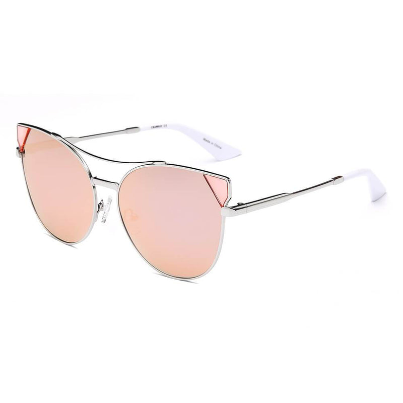 ASPEN | CA02K - Womens Trendy Mirrored Lens Cat Eye Sunglasses