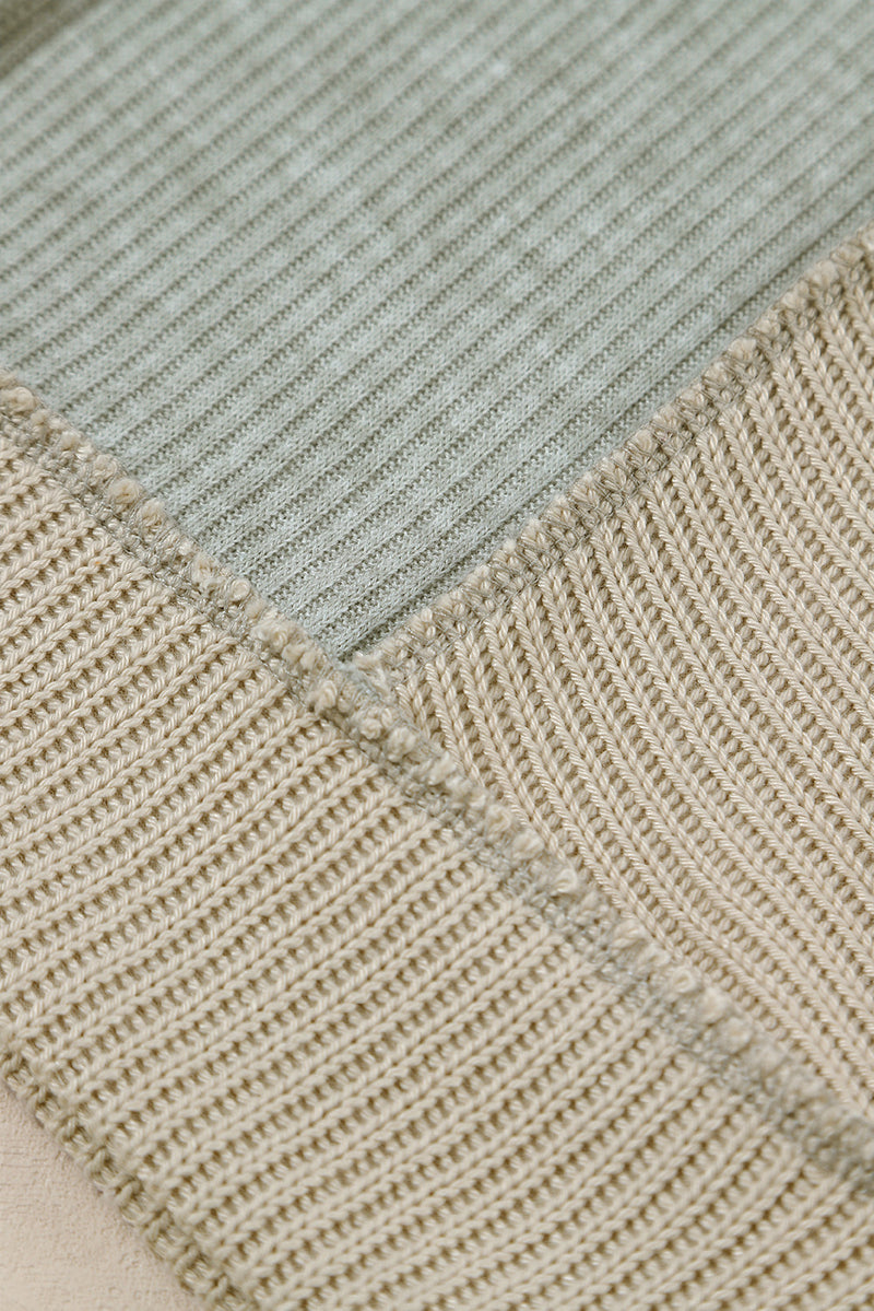 Skylar Long Sleeve Textured Knit Patchwork Hoodie