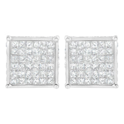 10K White Gold 2ct TDW Princess-Cut Composite Diamond Stud Earring (I-J ,I2-I3)