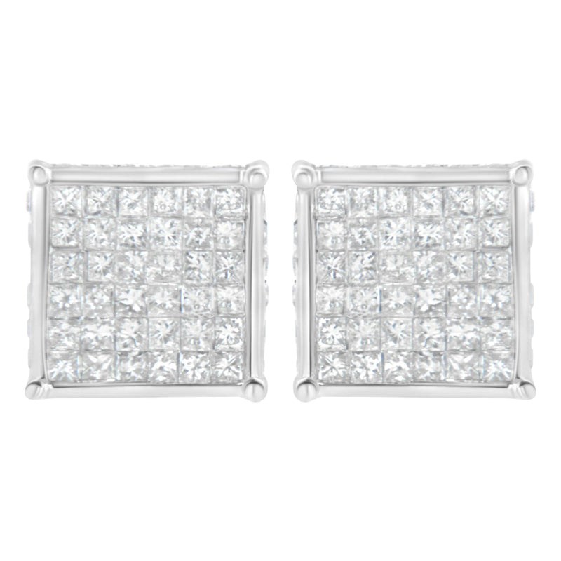 10K White Gold 2ct TDW Princess-Cut Composite Diamond Stud Earring (I-J ,I2-I3)