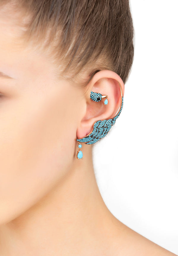 Bird Paradise Ear Climber Turquoise Gold Right