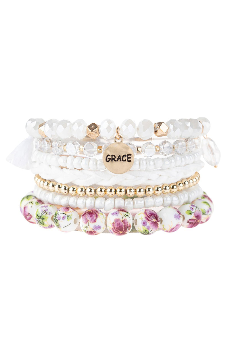 Hdb3193 - "Grace" Charm Multiline Beaded Bracelet