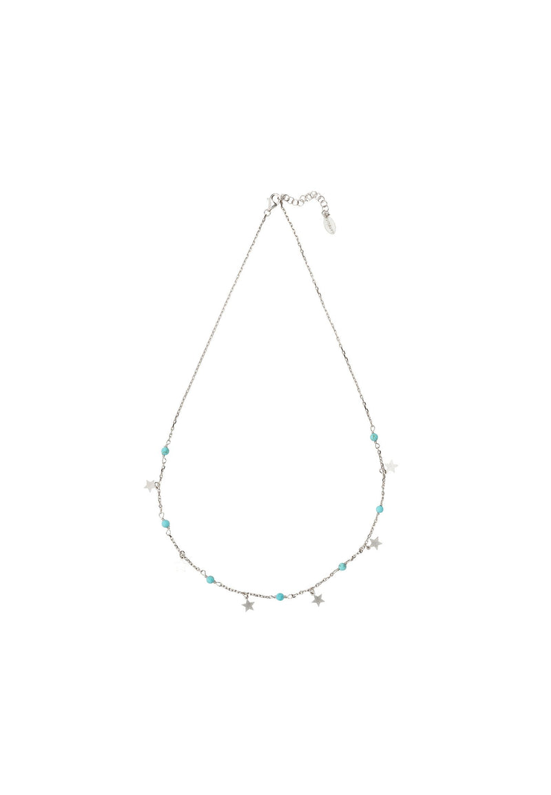 Turquoise Star Choker Necklace  Silver