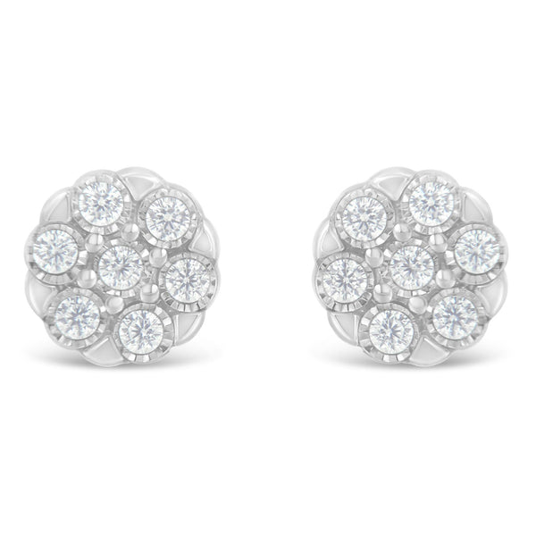 Sterling Silver Rose-Cut Diamond Floral Cluster Stud Earring (0.25 Cttw, I-J Color, I2-I3 Clarity)