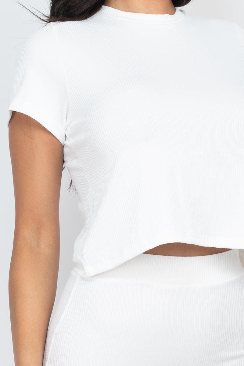 Short Sleeve Ribbed Top & Midi Skirt Set (CAPELLA)
