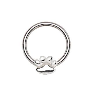316L Stainless Steel Dog Puppy Paw Snap-In Captive Bead Ring / Septum Ring