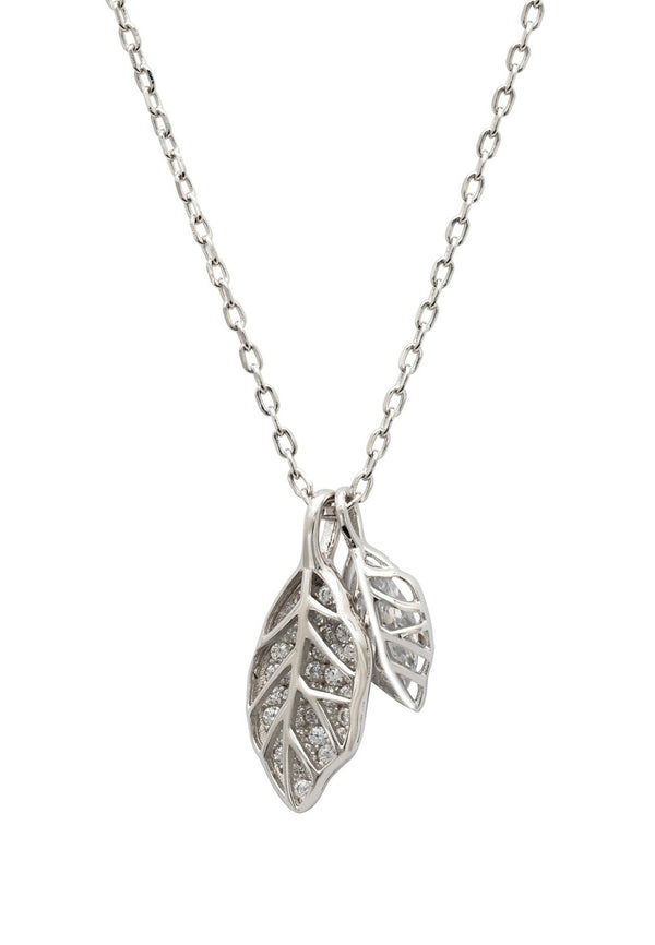 Willow Double Leaf Necklace Silver