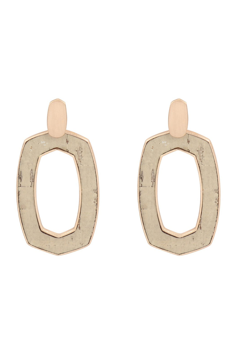 B3e2202bgd - Oval Shape Cast Cork Post Earrings
