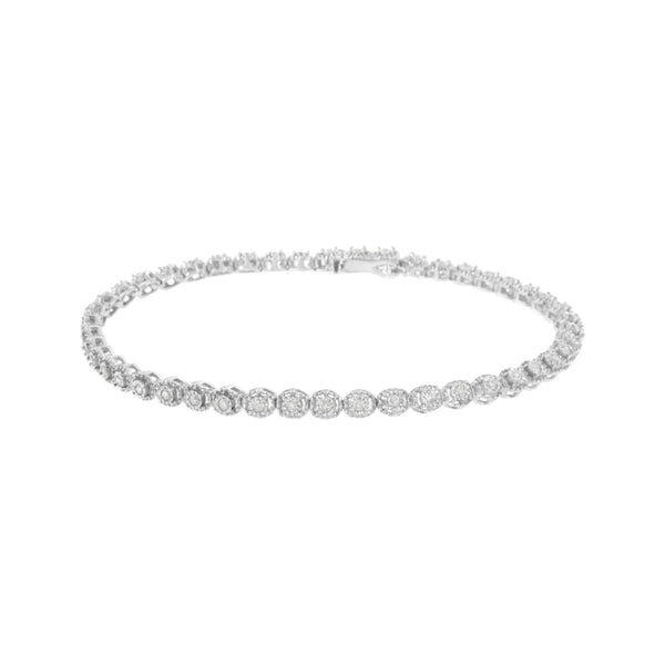 .925 Sterling Silver 1/2 Cttw Miracle-Set Diamond Bezel Look Tennis Bracelet (I-J, I3) - 7.25