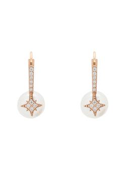 Pearl & North Star Drop Earrings Rosegold