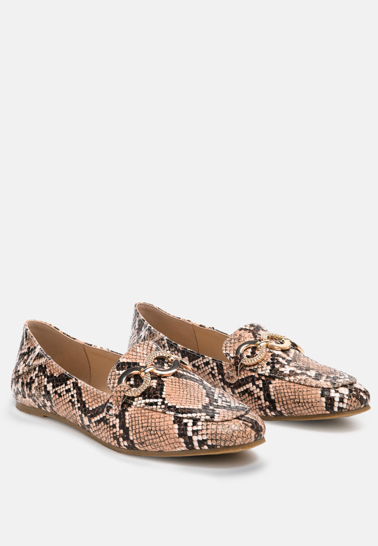Wibele Croc Textured Metal Show Detail Loafers