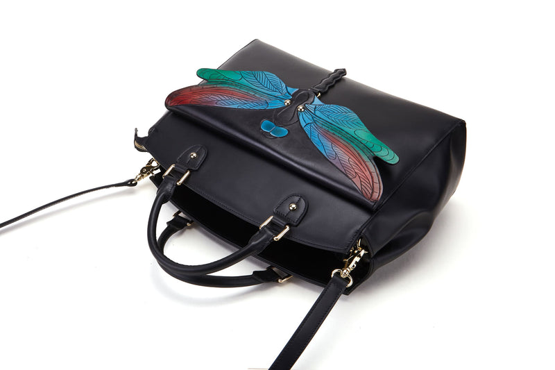 Dragonfly Black Shoulder Bag