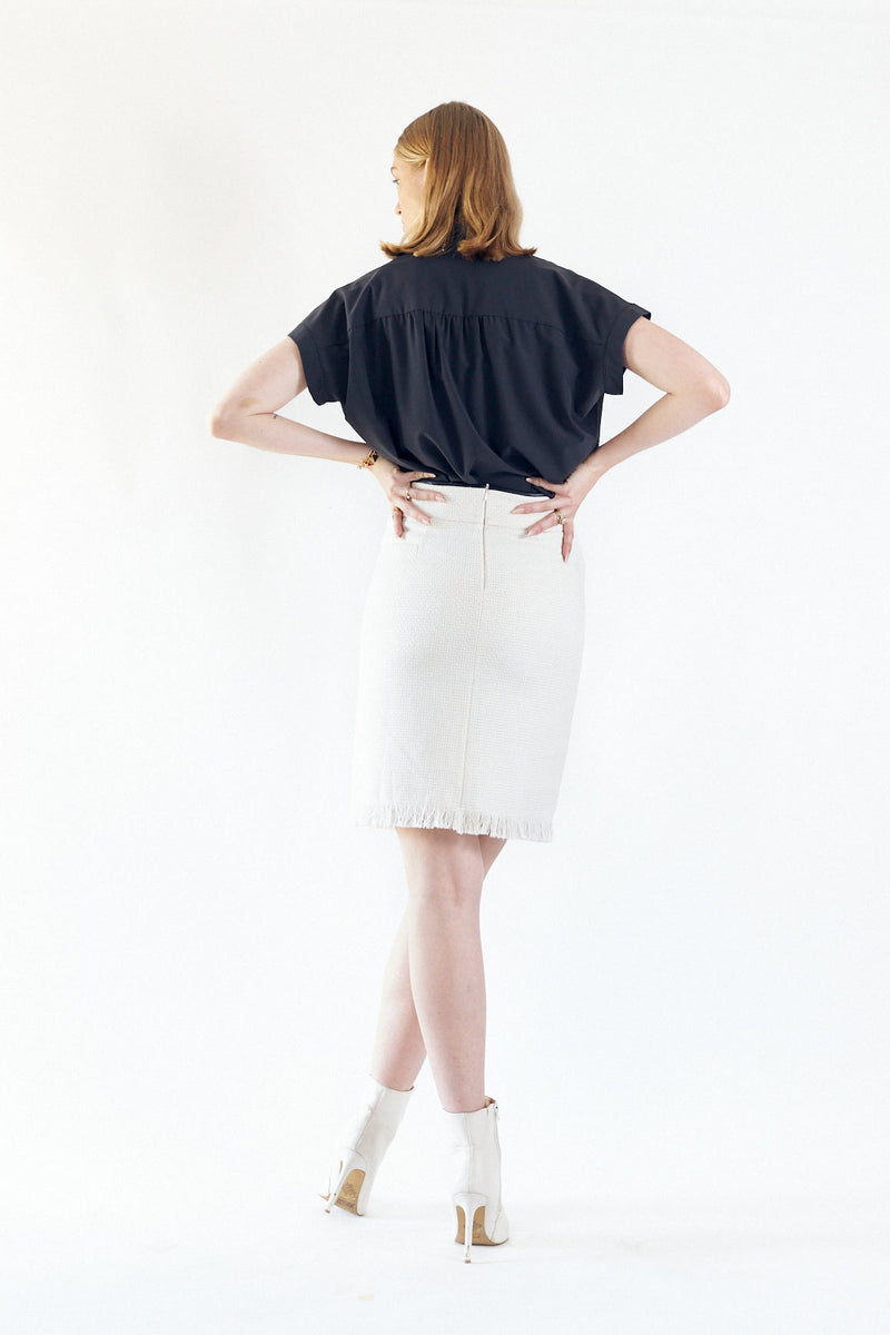 Power Woman- White Tweed Skirt