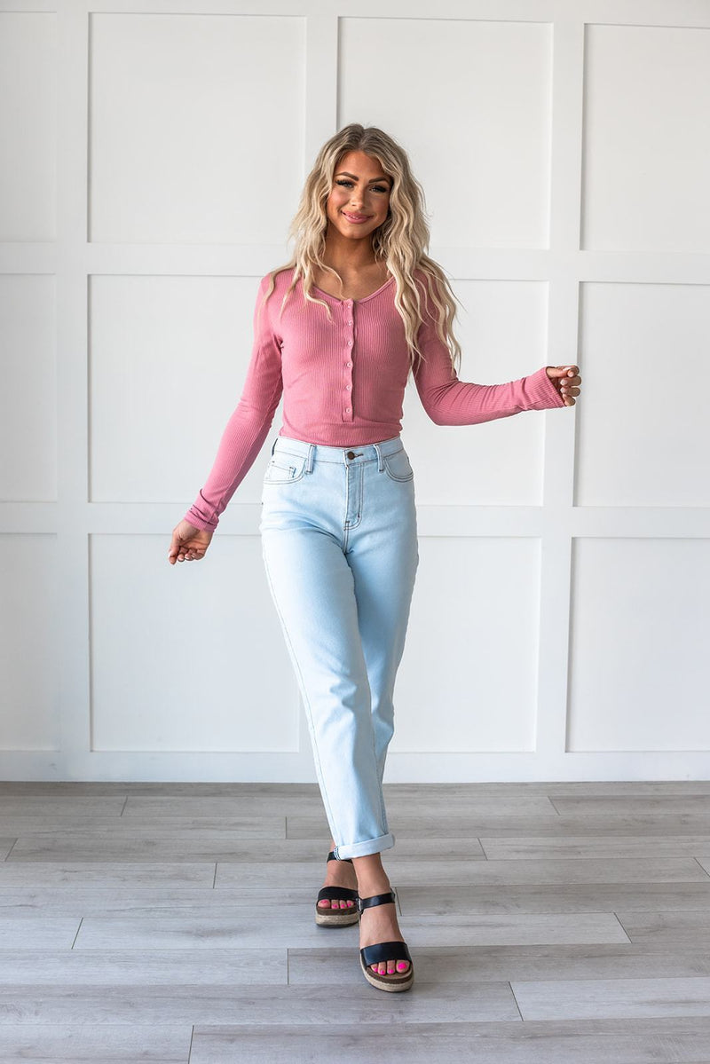 Get the Look Ribbed Bodysuit- Pink