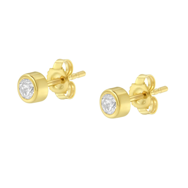 10K White Gold 1/5 Cttw Round Brilliant-Cut Near Colorless Diamond Bezel-Set Stud Earrings (H-I Color, I1-I2 Clarity)