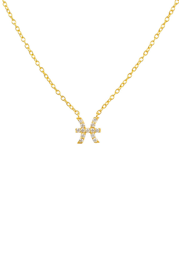 Diamond Zodiac Necklace Gold Pisces