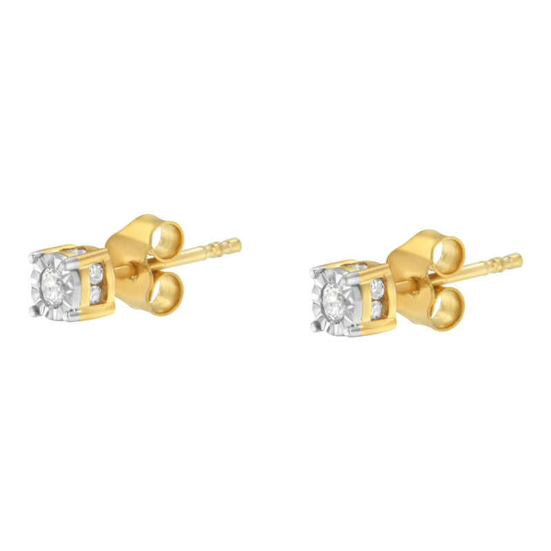 Yellow Plated Sterling Silver Diamond Stud Earring (1/4 Cttw, I-J Color, I2-I3 Clarity)