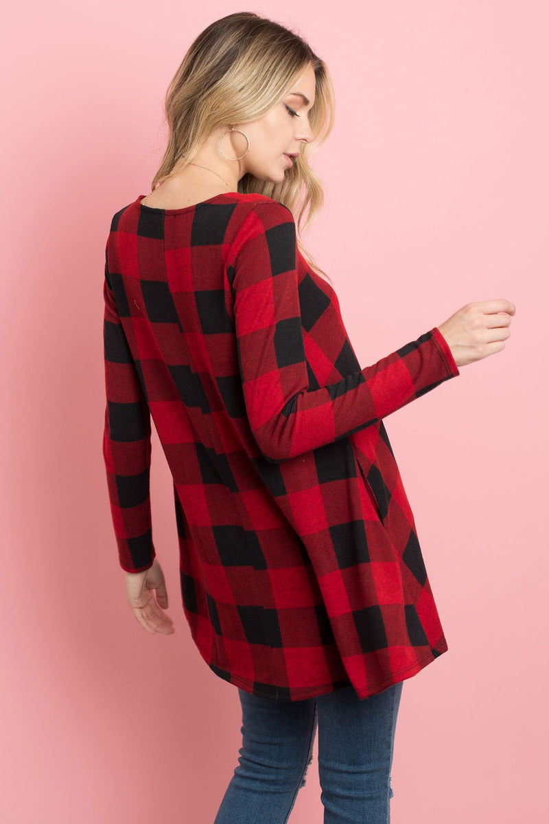 Plaid Long Sleeves A-Line Top