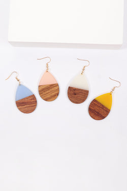 Homaica Wood Pearshape Drop Earrings