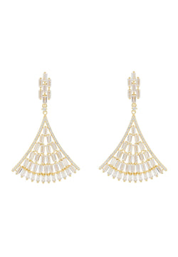 Baguette Fan Tail Earrings Gold