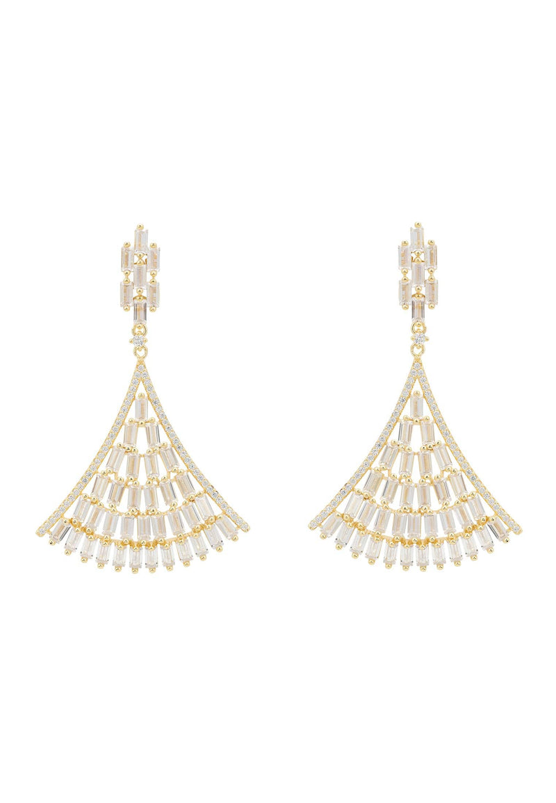 Baguette Fan Tail Earrings Gold