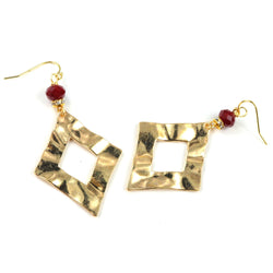 Crystal Earrings in Gold Triangle Drop