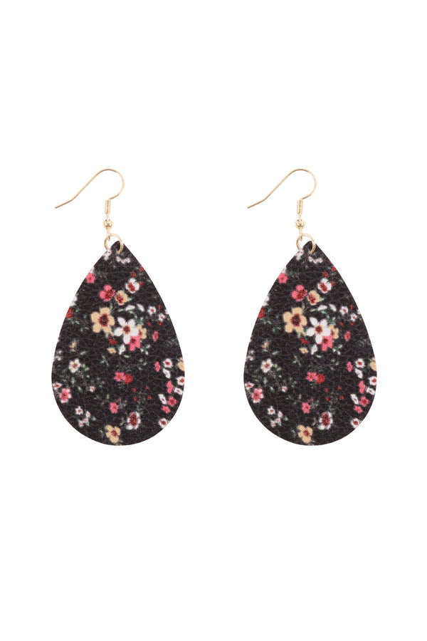 Hde3219 - Floral Printed Pear-Shaped Earrings