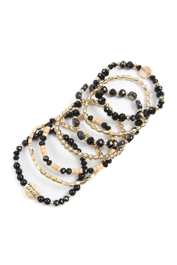 "Amazing Grace" Charm Mix Beads Bracelet