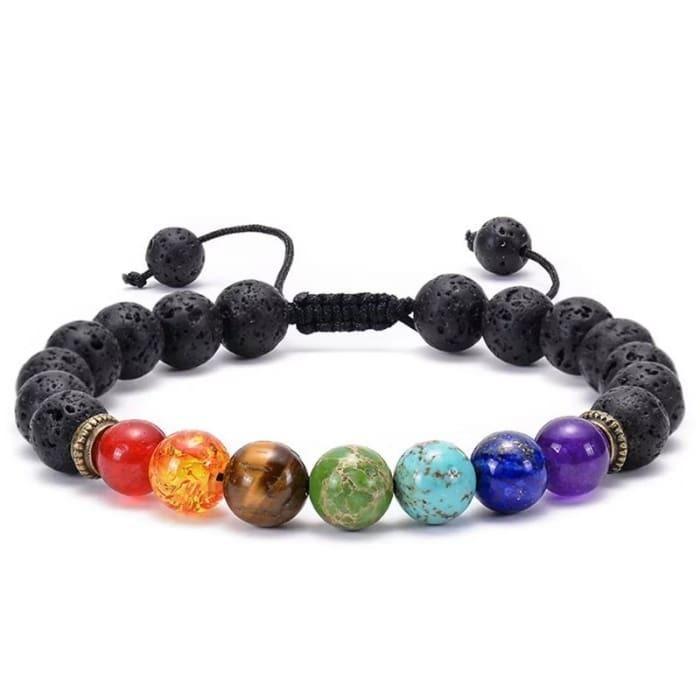 7 Chakra and Lava Stones Braided Bracelet for Men/Women