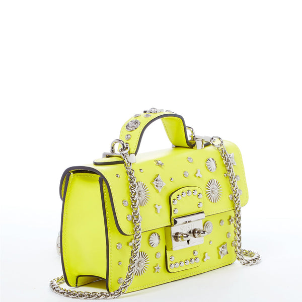 The Hollywood Bright Yellow Studded Leather Crossbody Bag