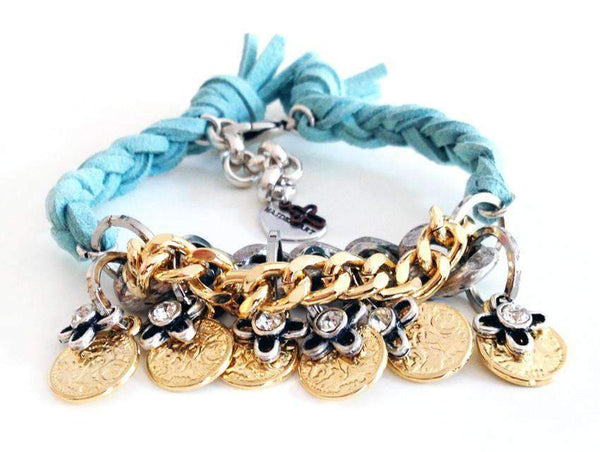 Friendship Wraparound Bracelets With Swarovski Crystals and Burnished Gold Coins Charms. Boho Bracelets, Italian Bracele