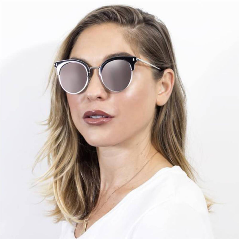 BILOXI | CA05K - Women Half Frame Round Cat Eye Polarized Sunglasses