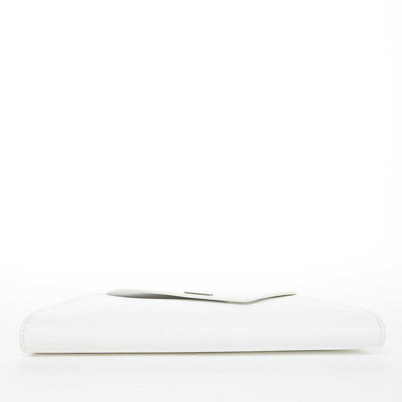 Angelica White Leather Clutch Bag