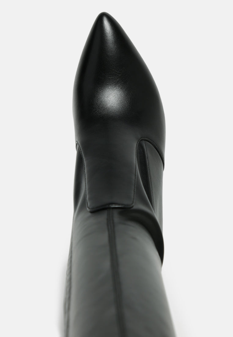 Zade Thigh High Long Boots in Stretch Patent Pu