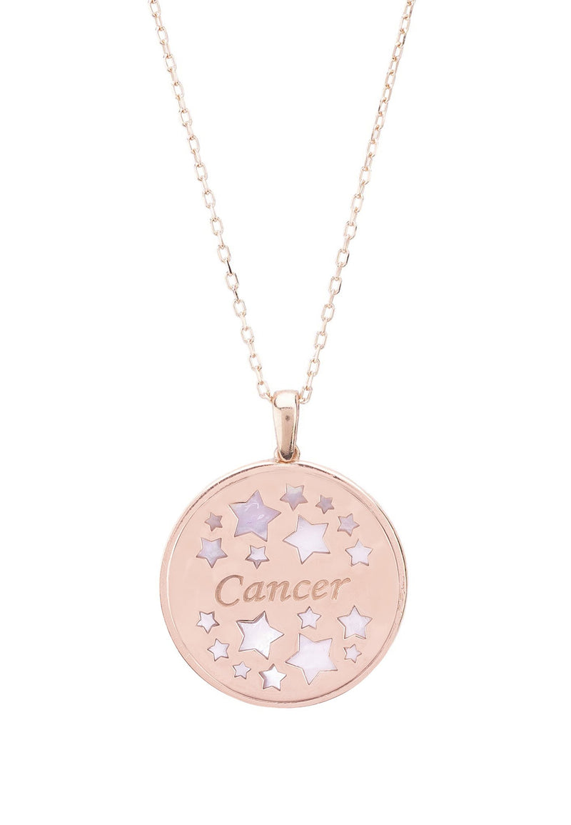 Zodiac Mother of Pearl Gemstone Star Constellation Pendant Necklace Cancer